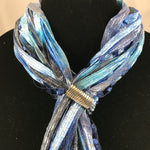 Deep Sea Blue  | Boho Ribbon | Fiber Necklace