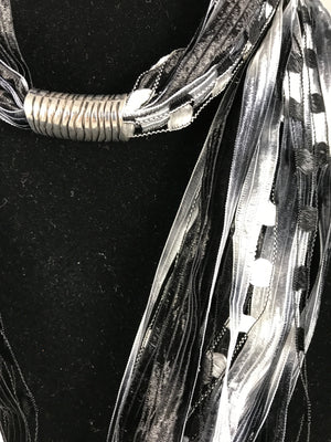 Zebra  | Boho Ribbon | Fiber Necklace