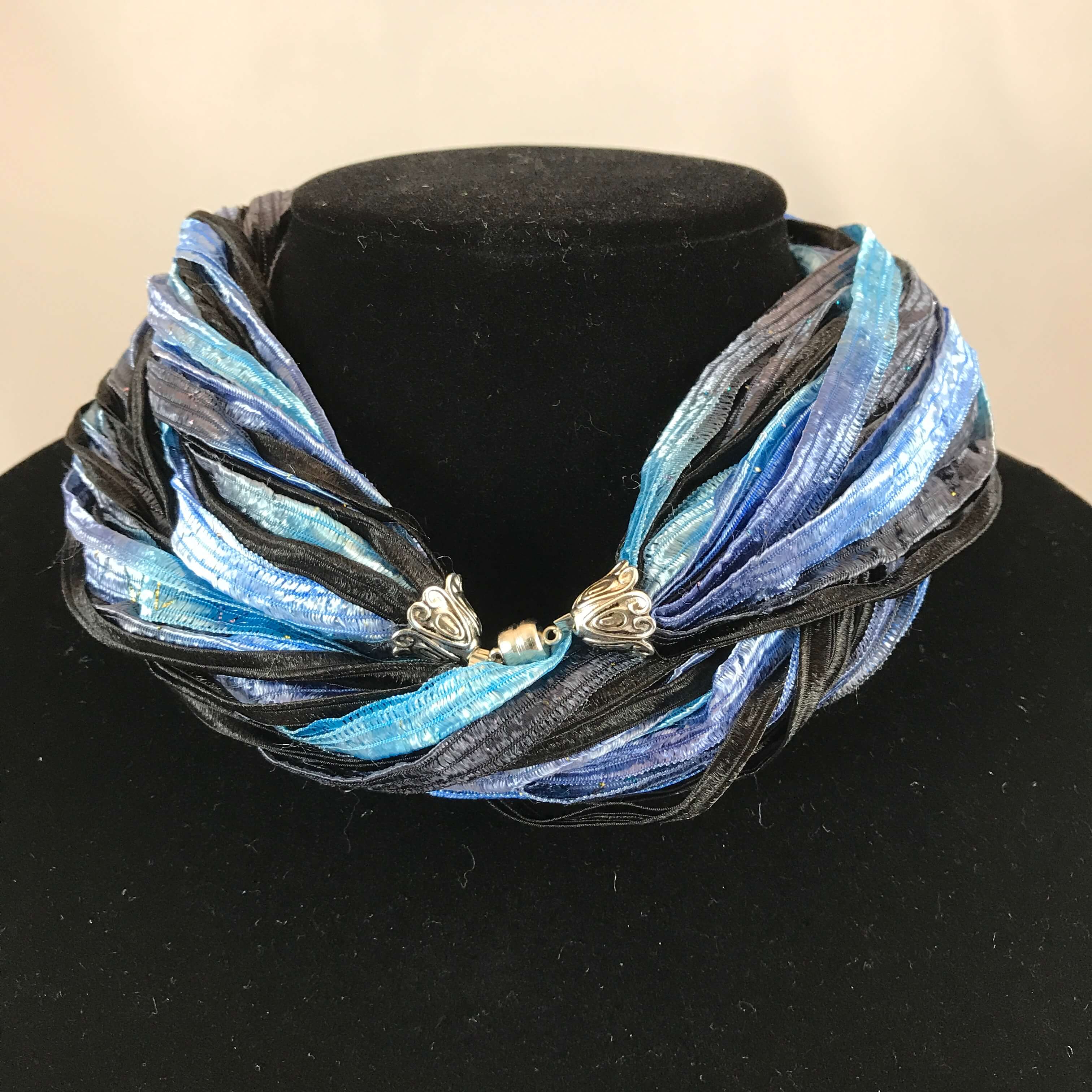 Deep Sea Blue | Ribbon | Fiber Necklace