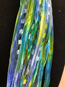 Sea Glass | Boho Ribbon | Fiber Necklace