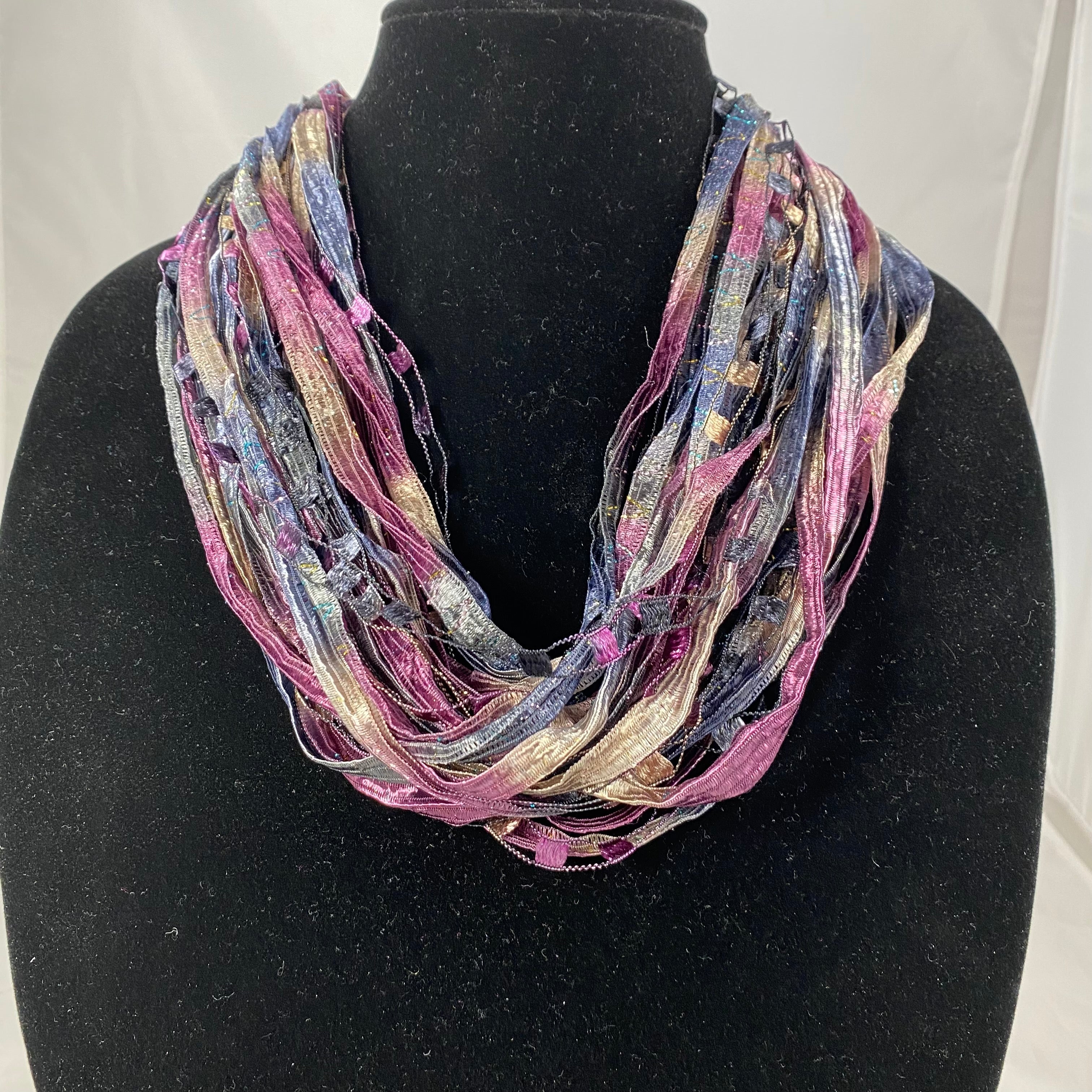 Frosted Purple | Ribbon | Fiber Necklace