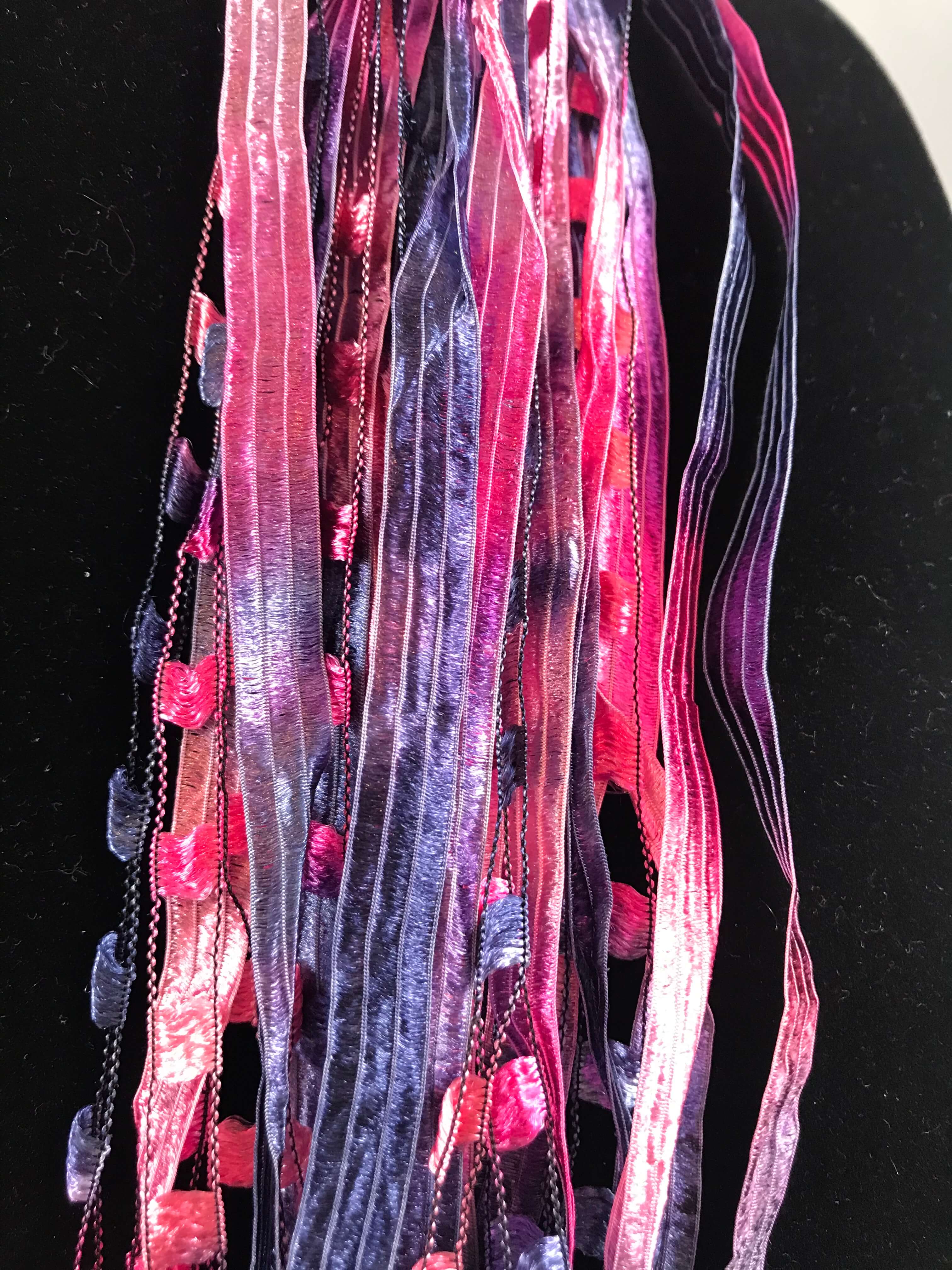 Hot Pink Sea | Ribbon | Fiber Necklace