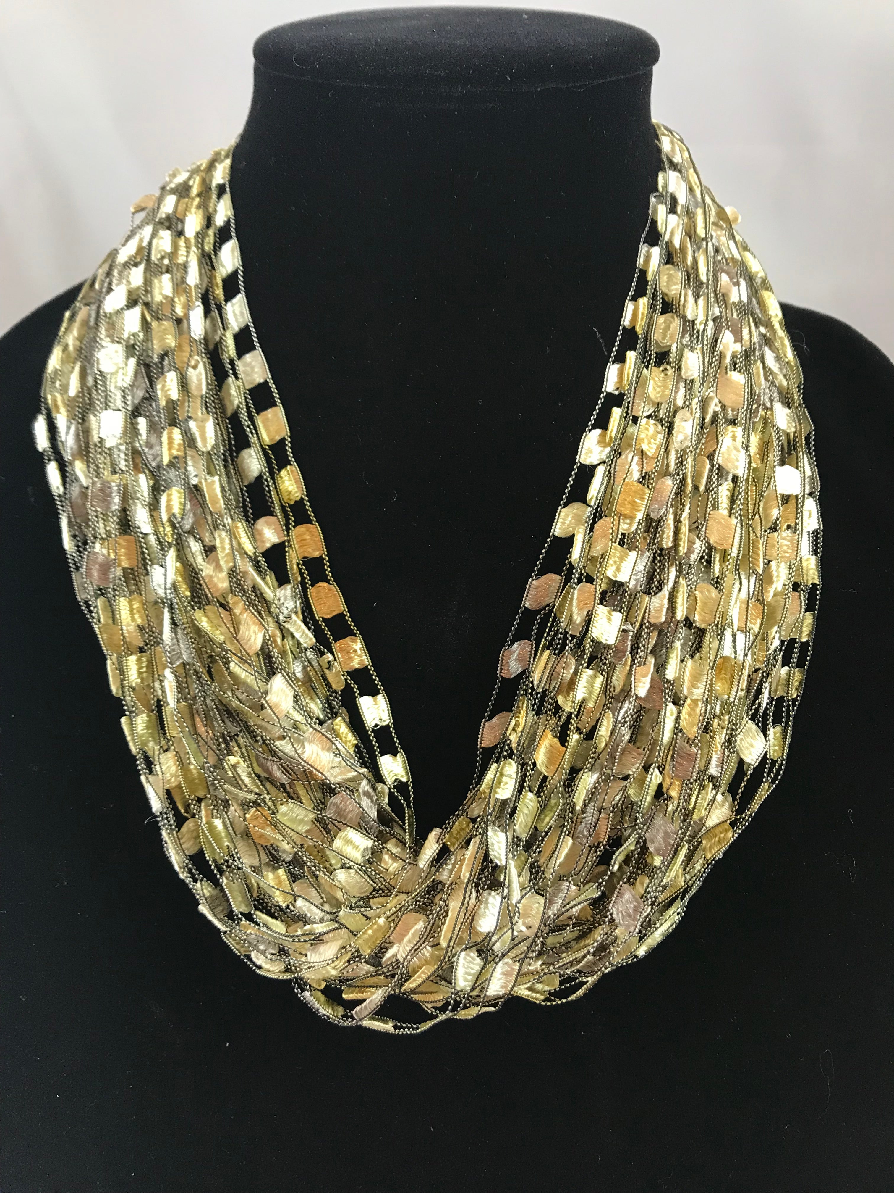 Gold | Gem Jewel | Fiber Necklace