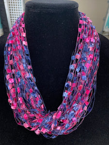 Hot Pink Sea | Gem Jewel | Fiber Necklace