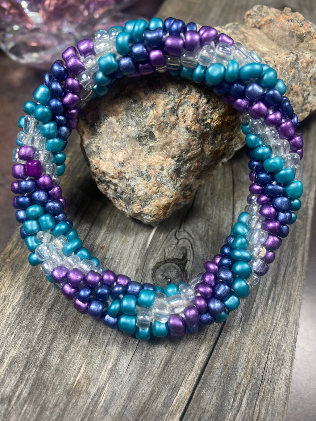 Windy City, Spiral Glass Beaded Bracelet | Inspired by the Elements | Smooth Roll On